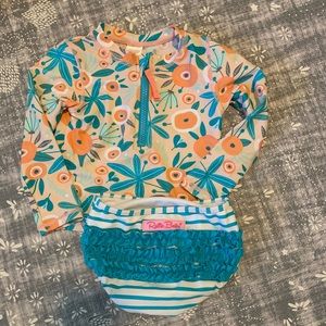 Ruffle Butts long sleeve zipper rash guard bikini